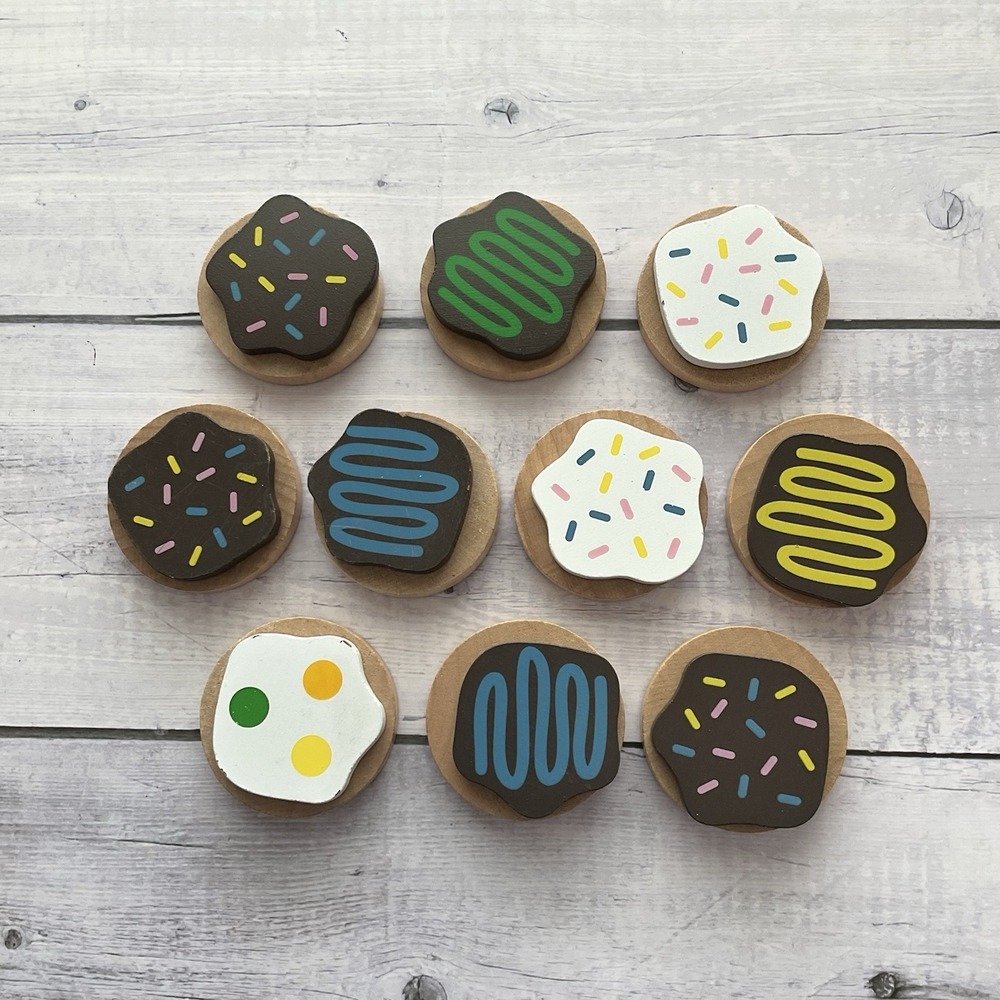 Melissa Doug Wooden Slice Bake Cookie Replacements Set Of 10 Pretend Food